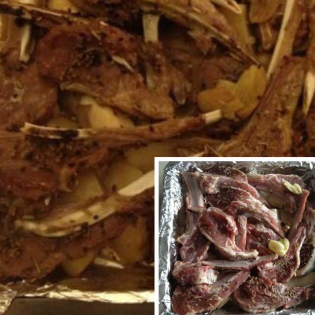 嫩烤羊排配土豆