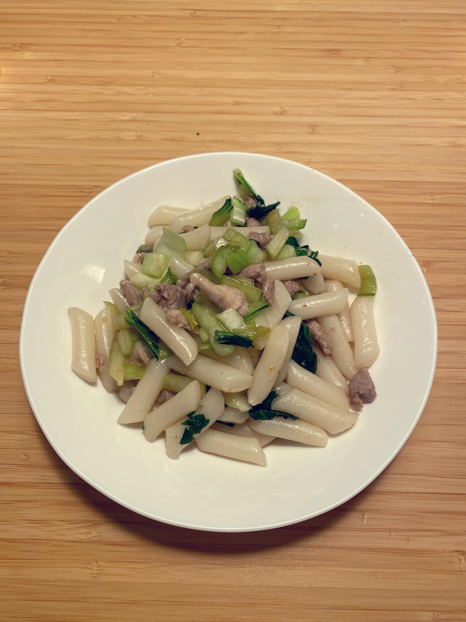 青菜肉丝炒年糕