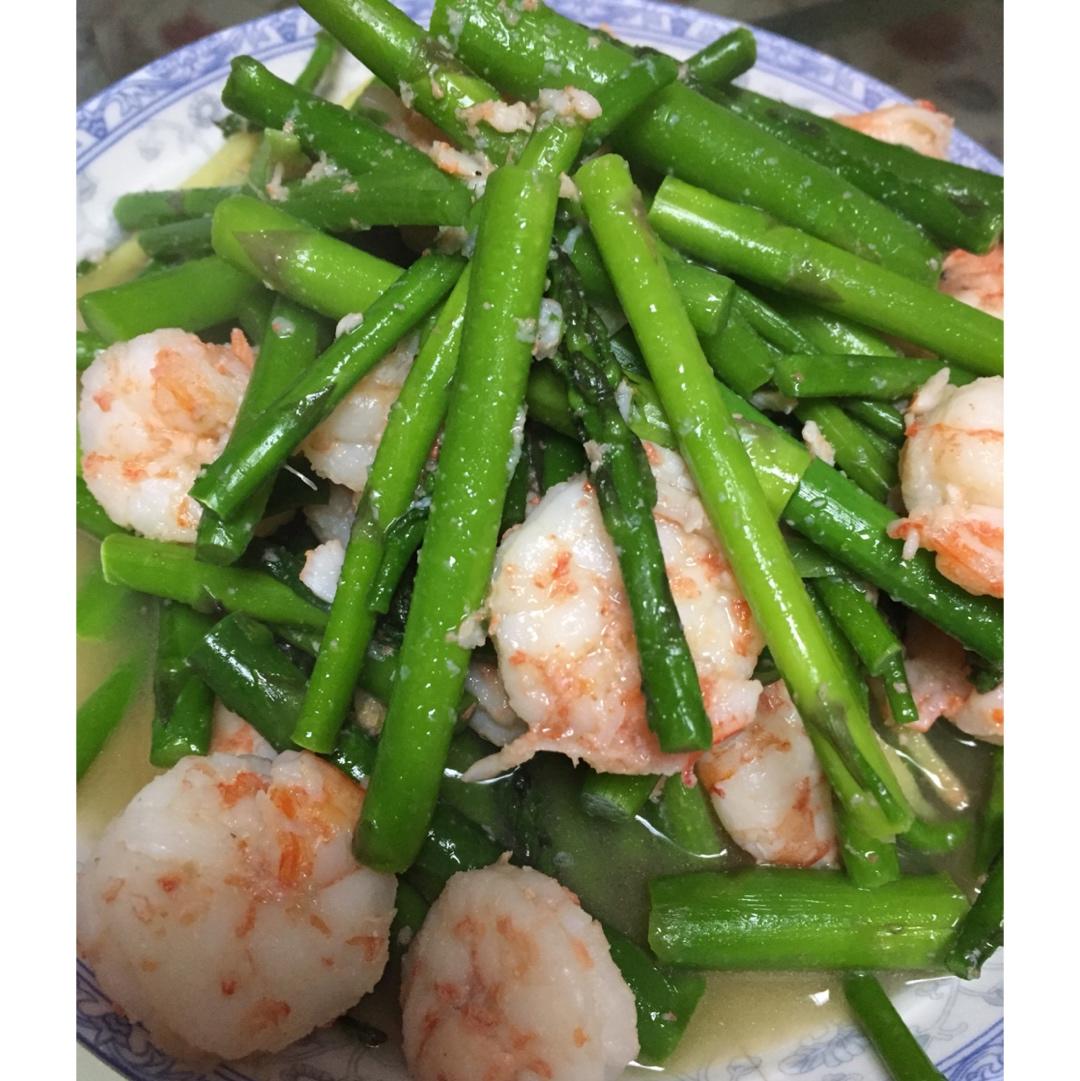 清炒芦笋虾仁