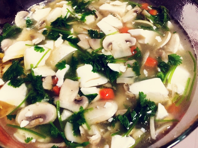 香菜豆腐蘑菇羹