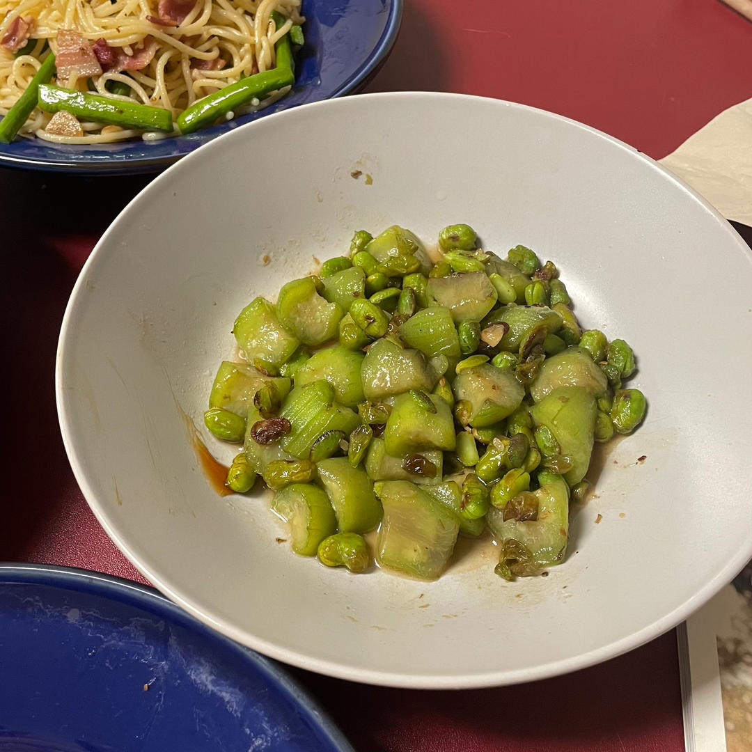 丝瓜烧毛豆