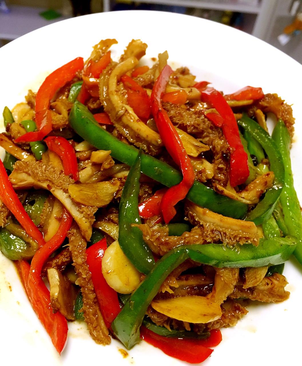 xixi做的双椒炒牛肚丝