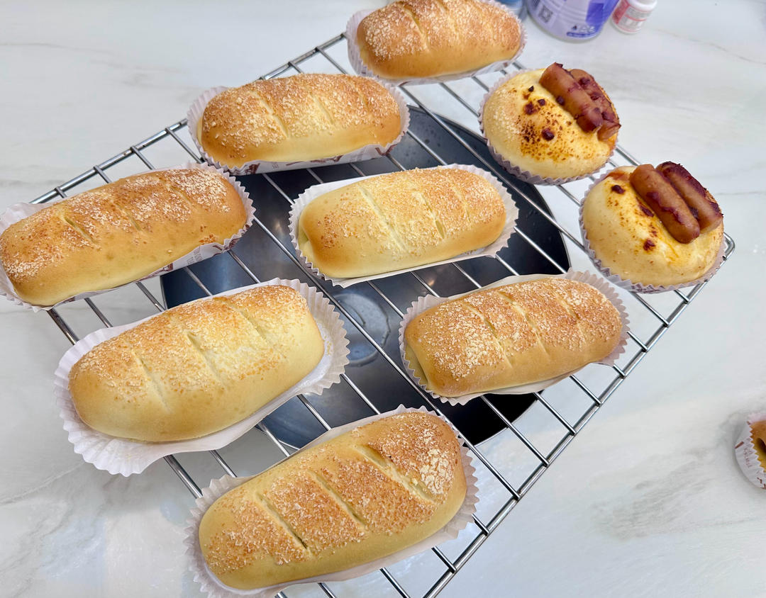 一次发酵·芝士肉松肠仔包·满分早餐面包