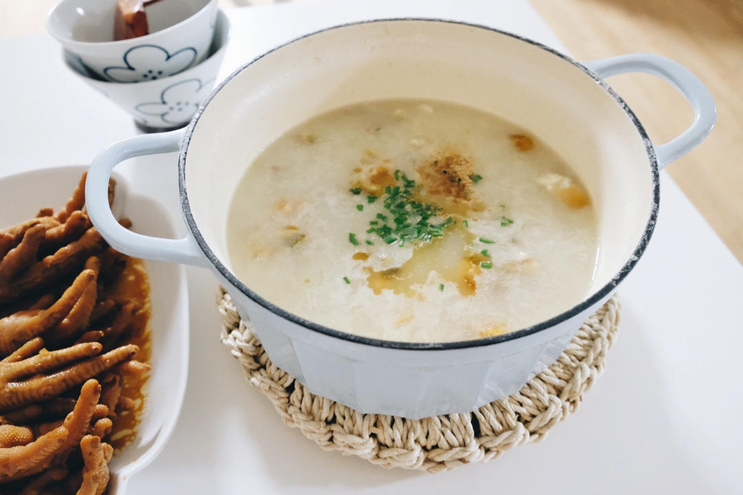 北鼎铸铁锅食谱｜皮蛋瘦肉粥