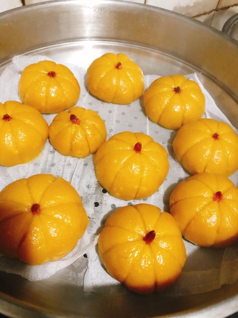 免发酵快手南瓜豆沙包