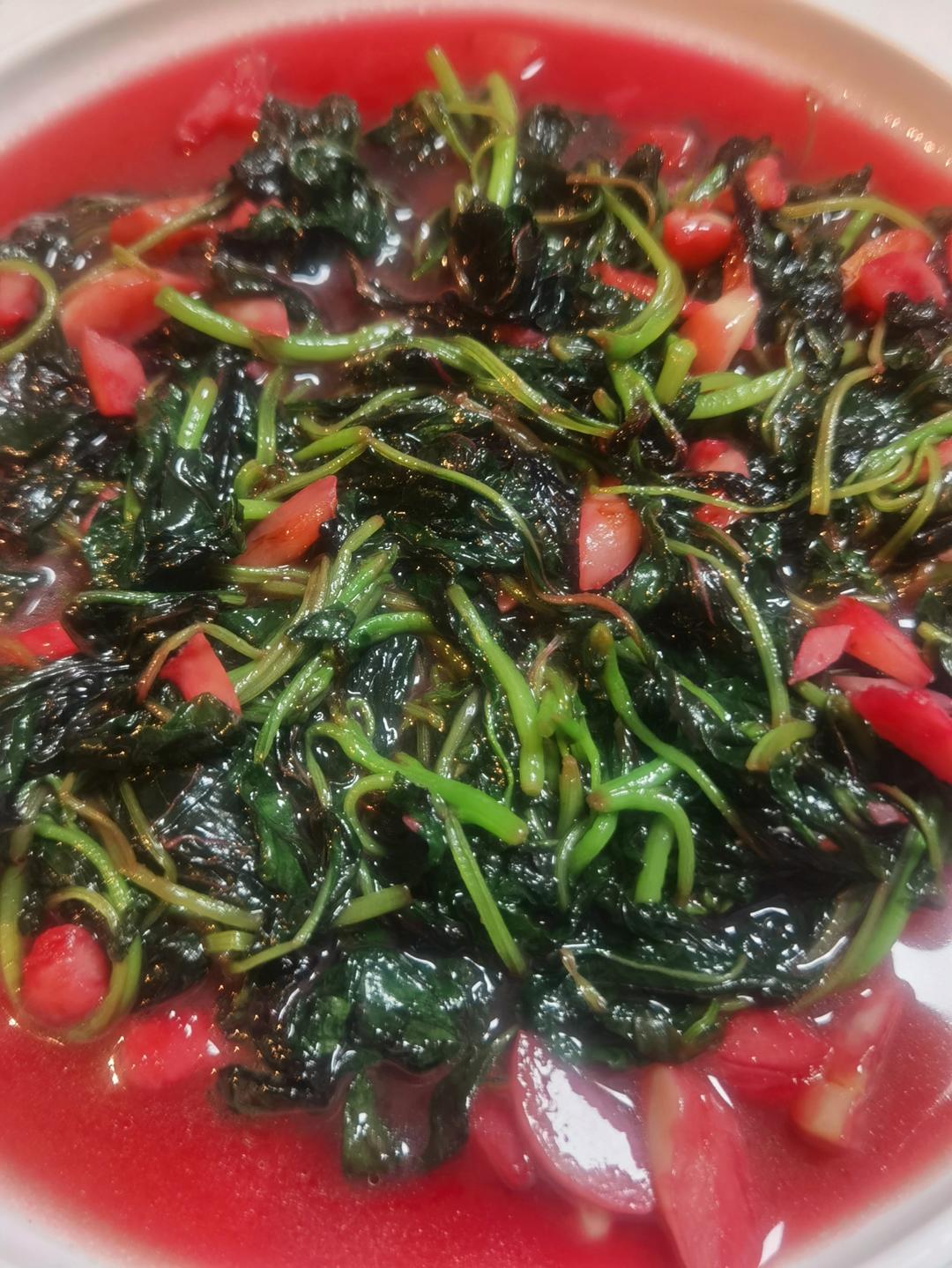 清炒红苋菜（简单菜也有窍门，一看就明白）