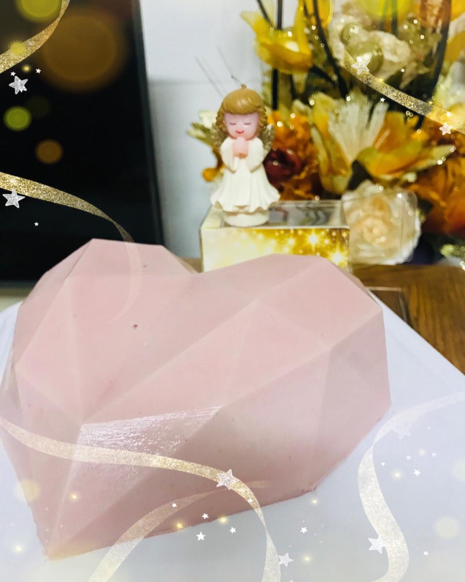 少女❤3D钻石心形覆盆子乳酪慕斯（7寸）