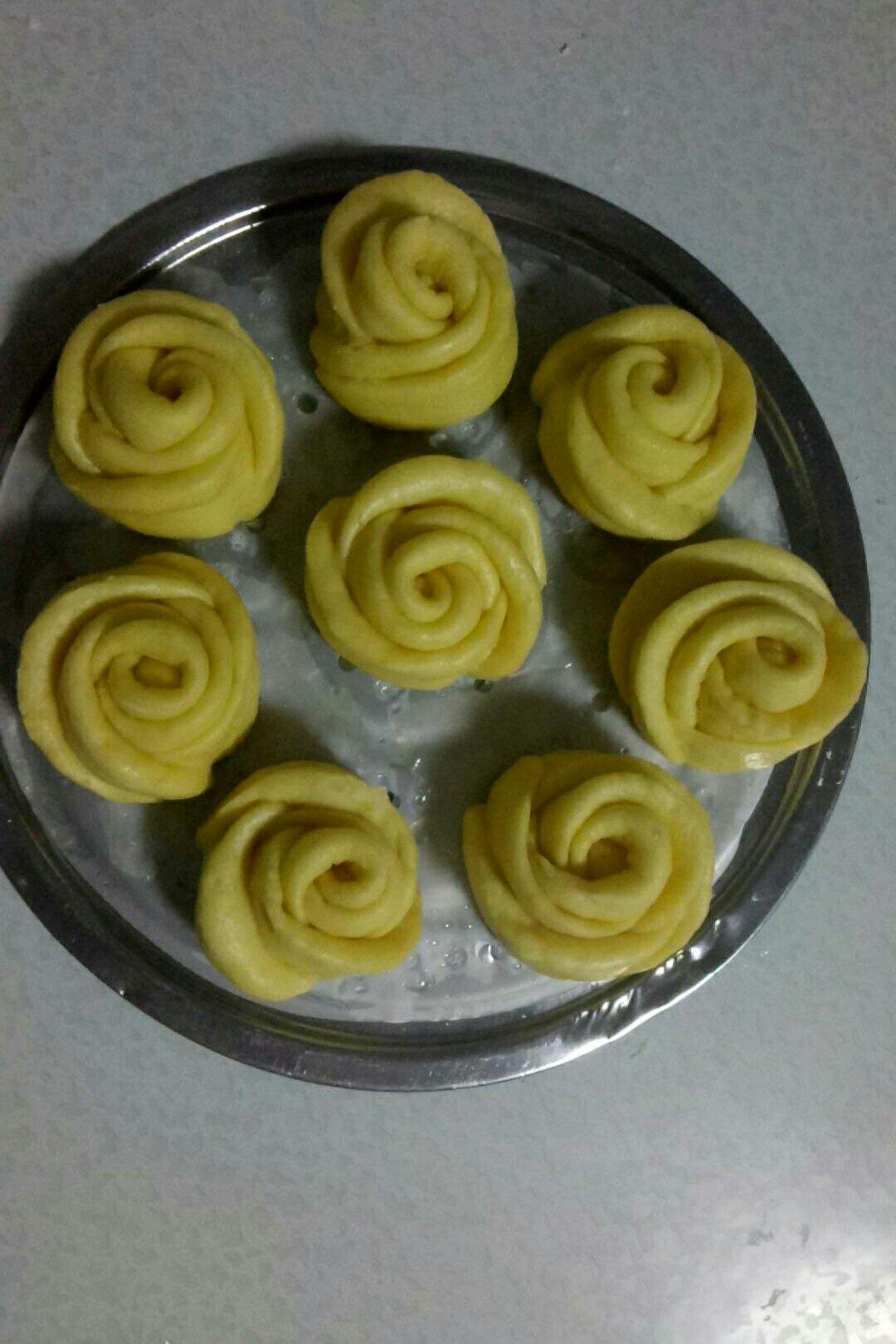 南瓜玫瑰馒头（一次发酵法）