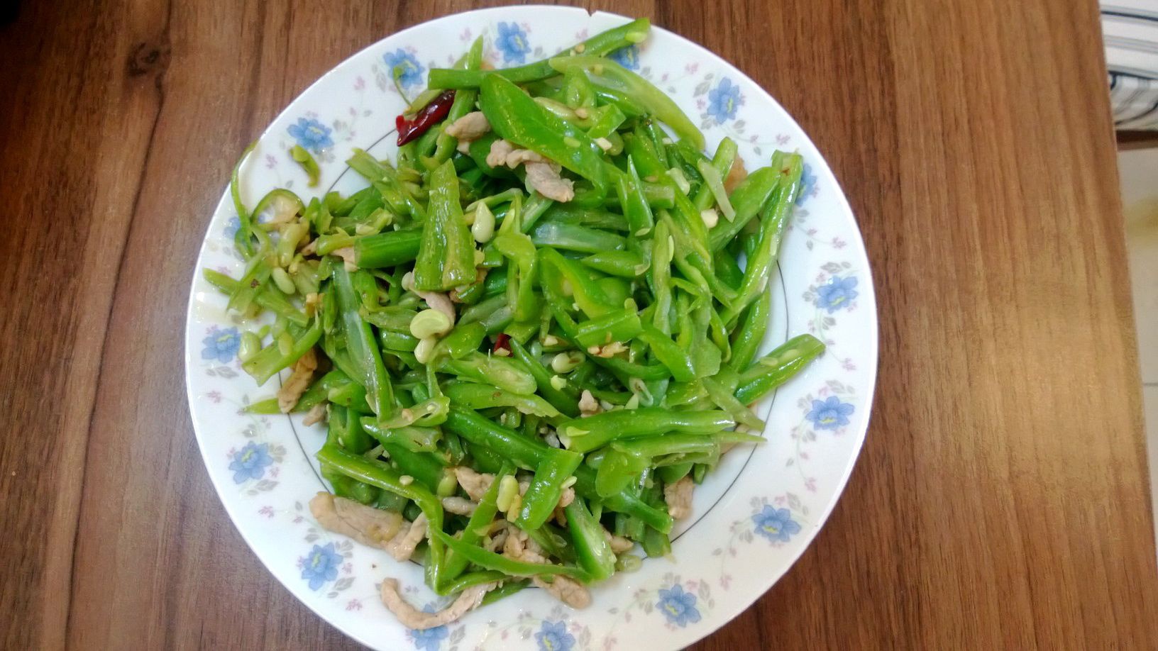 清炒扁豆肉丝