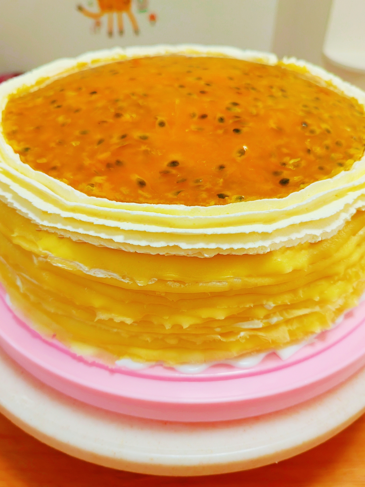 酸酸甜甜的百香果千层蛋糕（8寸）的做法