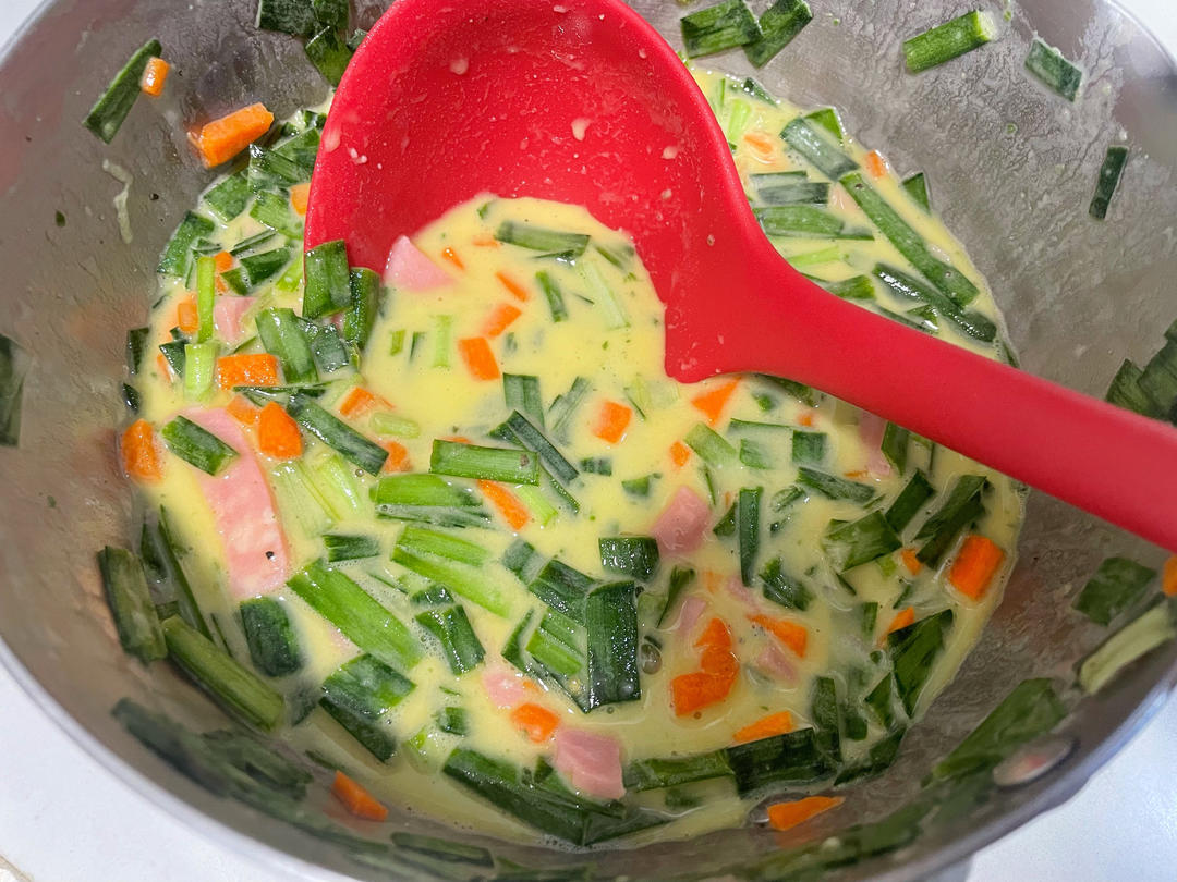 快手 韭菜蛋饼 软香饼/无油/减脂代餐