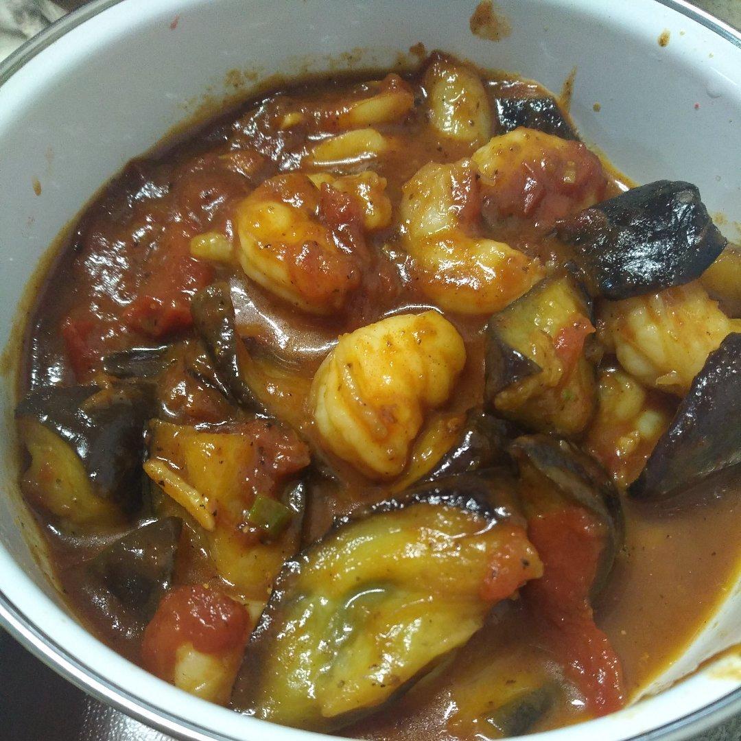 西红柿茄子虾仁煲
