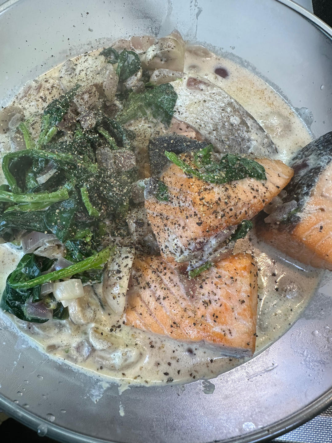 Brunch&一人食｜低卡版奶油菠菜三文鱼｜Creamy Salmon✨