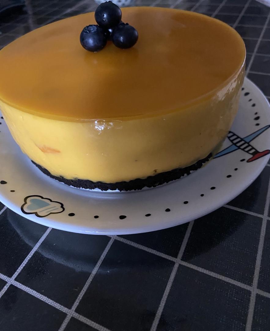 免烤箱6寸芒果慕斯蛋糕（有镜面）