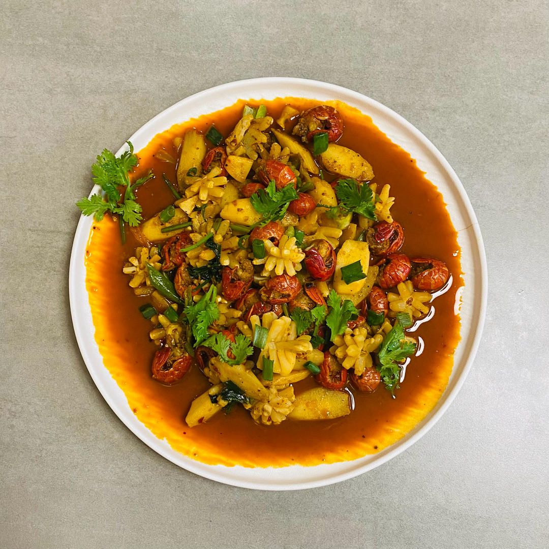 火爆鱿鱼花龙虾尾的做法