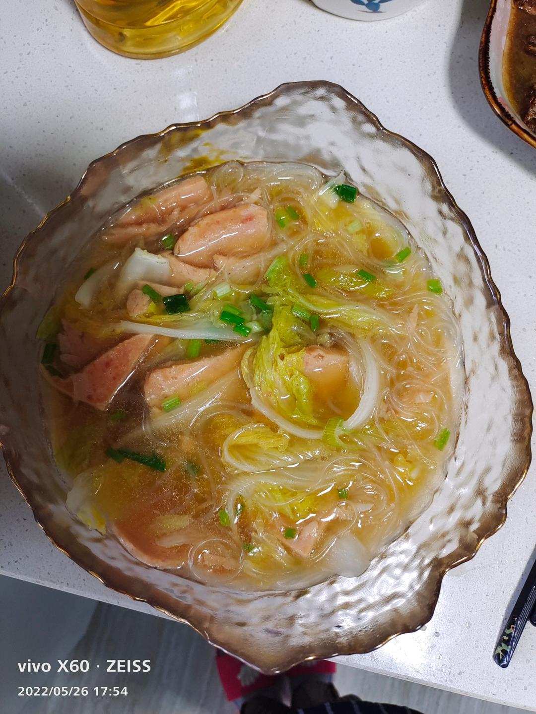 娃娃菜粉丝煲，低卡又鲜美