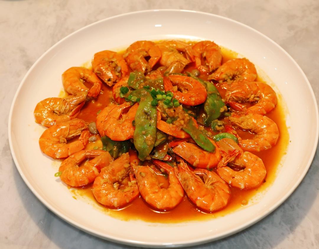 全网独家：蒜蓉大虾烧扁豆