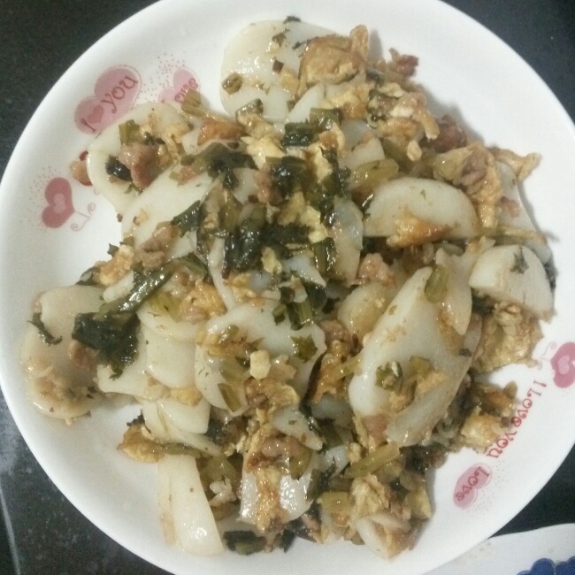 青菜肉丝炒年糕