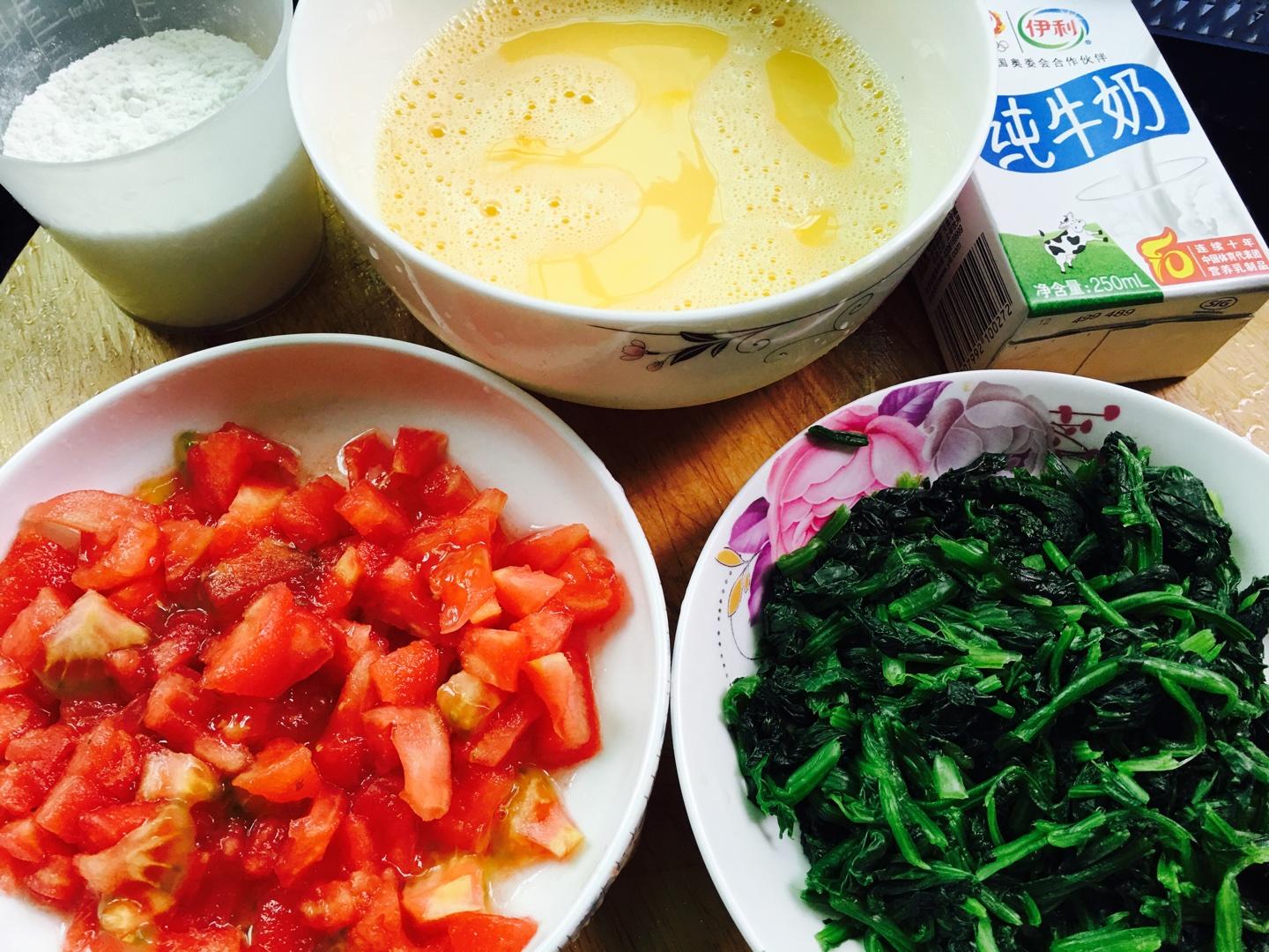 番茄菠菜鸡蛋卷的做法 步骤1