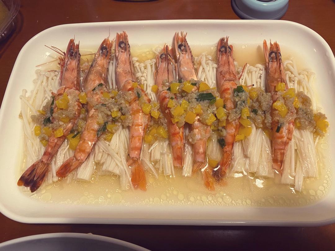 蒜蓉金针菇花蛤虾【北鼎烤箱食谱】