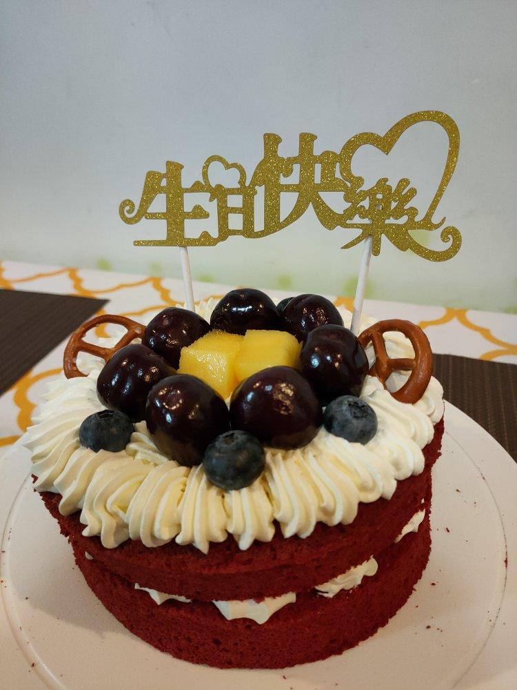 8寸三层红丝绒水果蛋糕【超详尽做法】【DIY生日蛋糕】