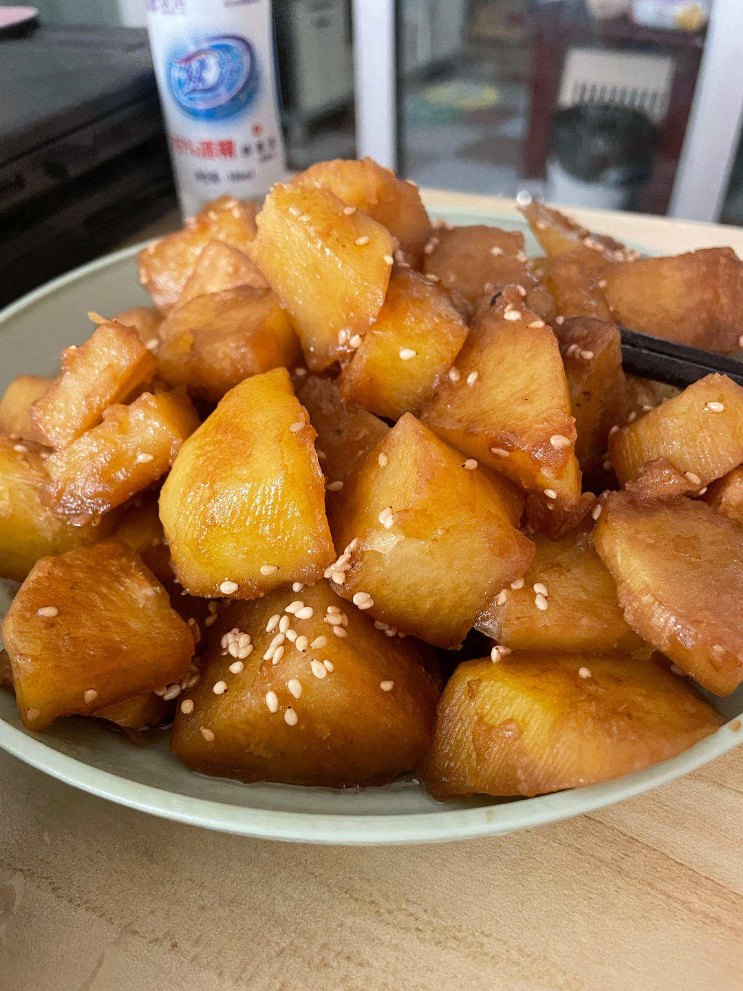 可乐土豆￨盘子都舔干净了