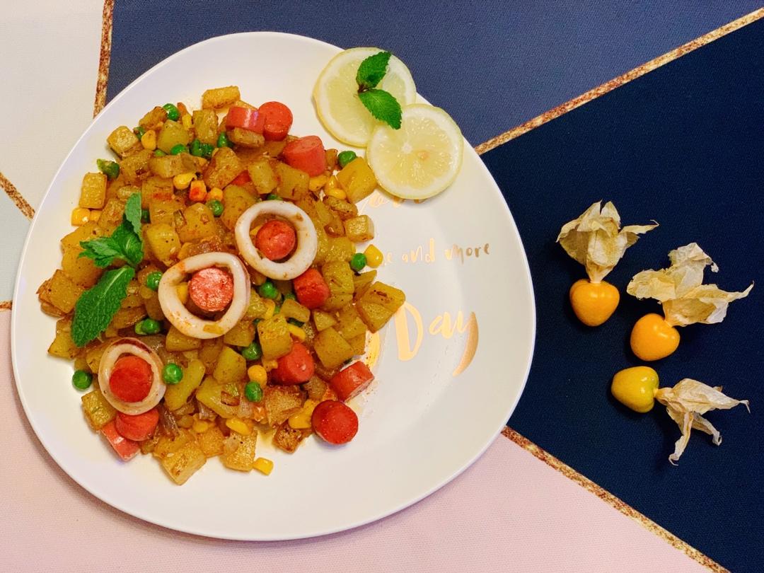 🔥秒杀路边摊❗️好吃到爆的孜然火腿土豆丁❗️