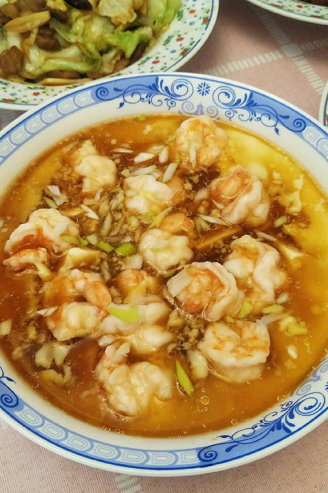 虾仁豆腐蒸水蛋