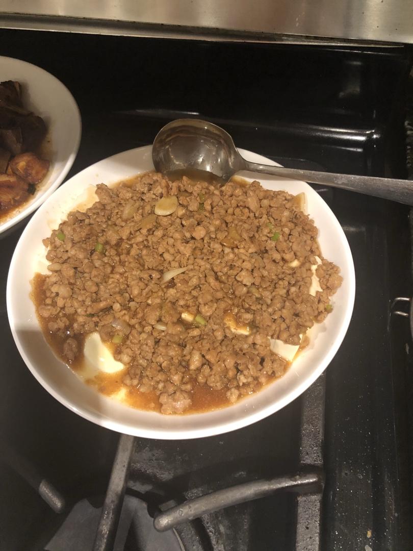 肉沫蒸内酯豆腐鸡蛋