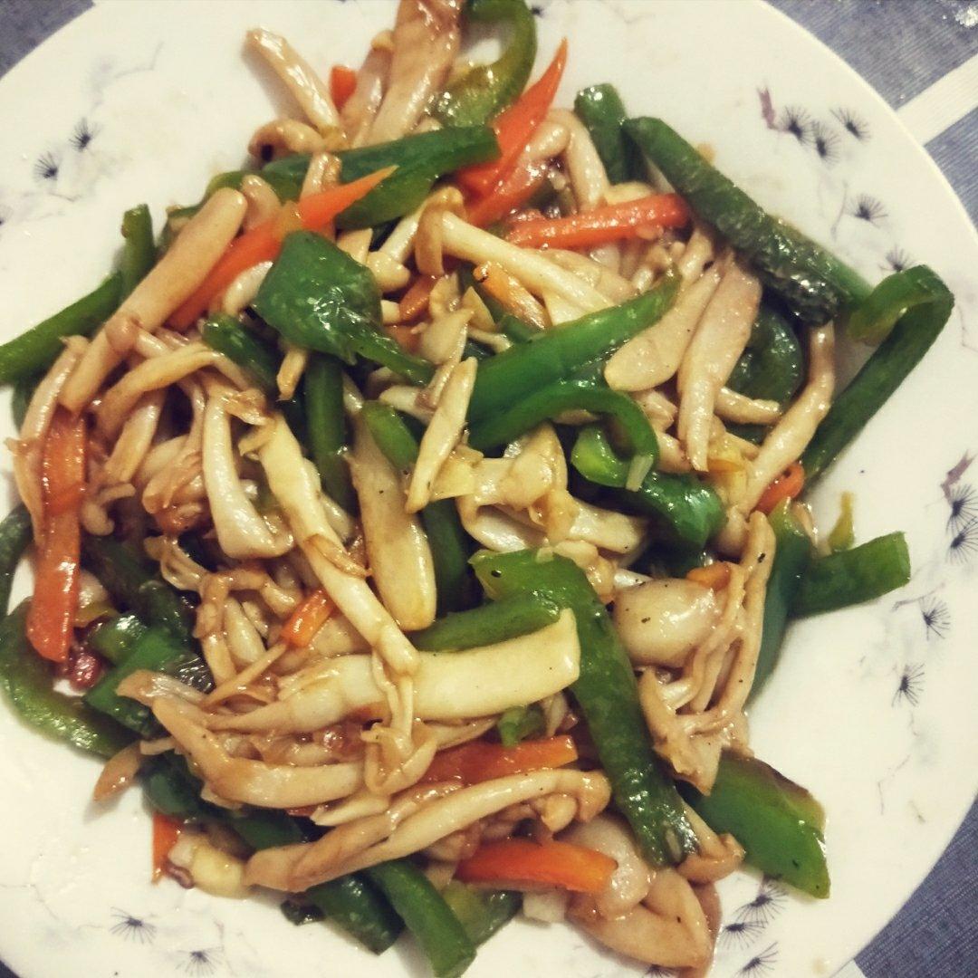 蚝油彩椒白玉菇
