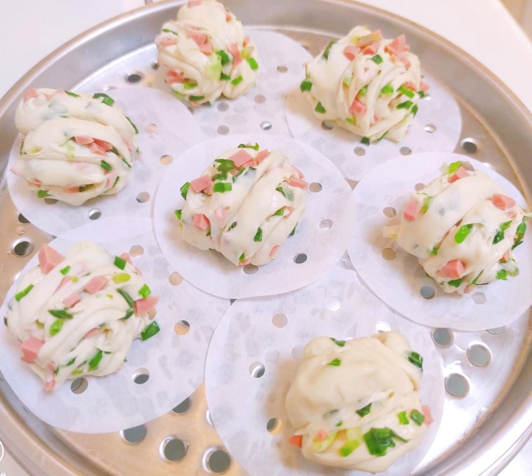 花卷 葱花火腿卷 香软可口(‼️一次发酵法 内附三种花卷整形做法)