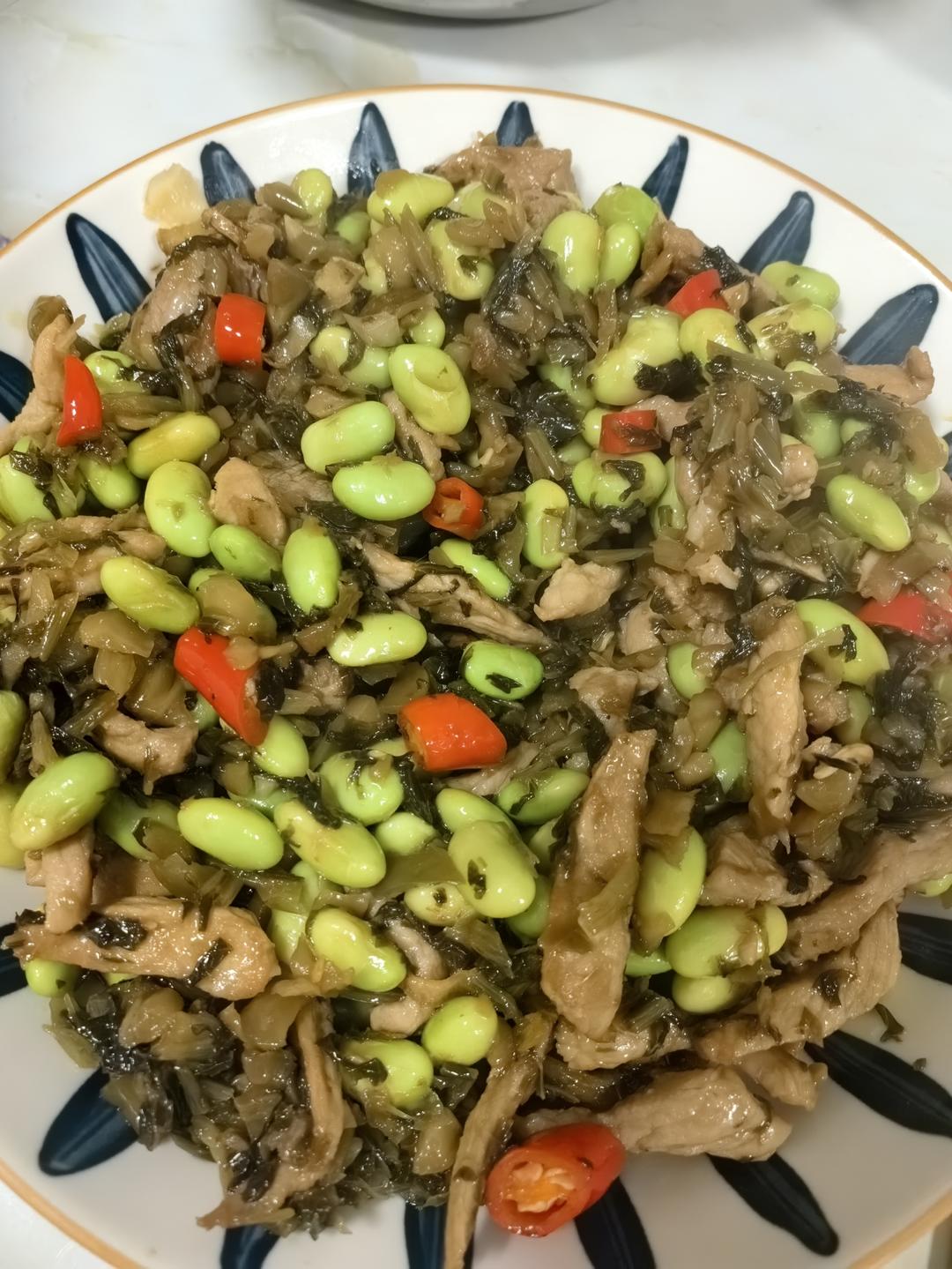 雪菜毛豆肉丝