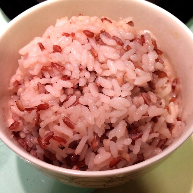 做过 粉红米饭 #午餐2014年6月24日# 红米预先浸泡5小时,然后以大 