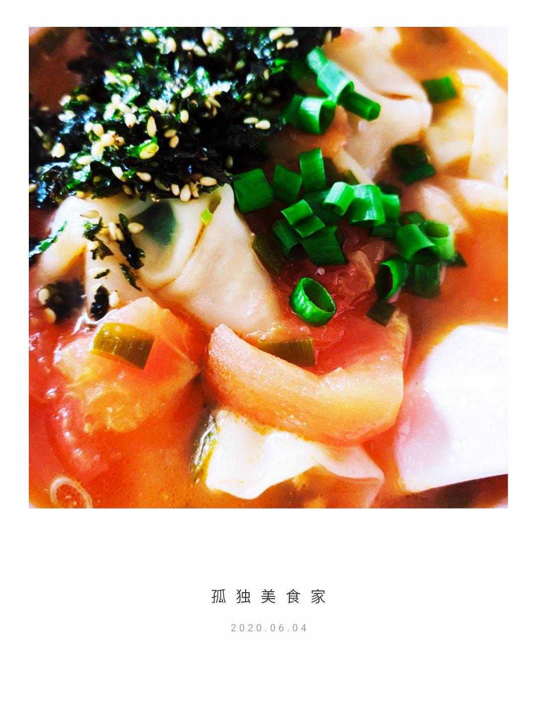 番茄虾仁紫菜汤抄手