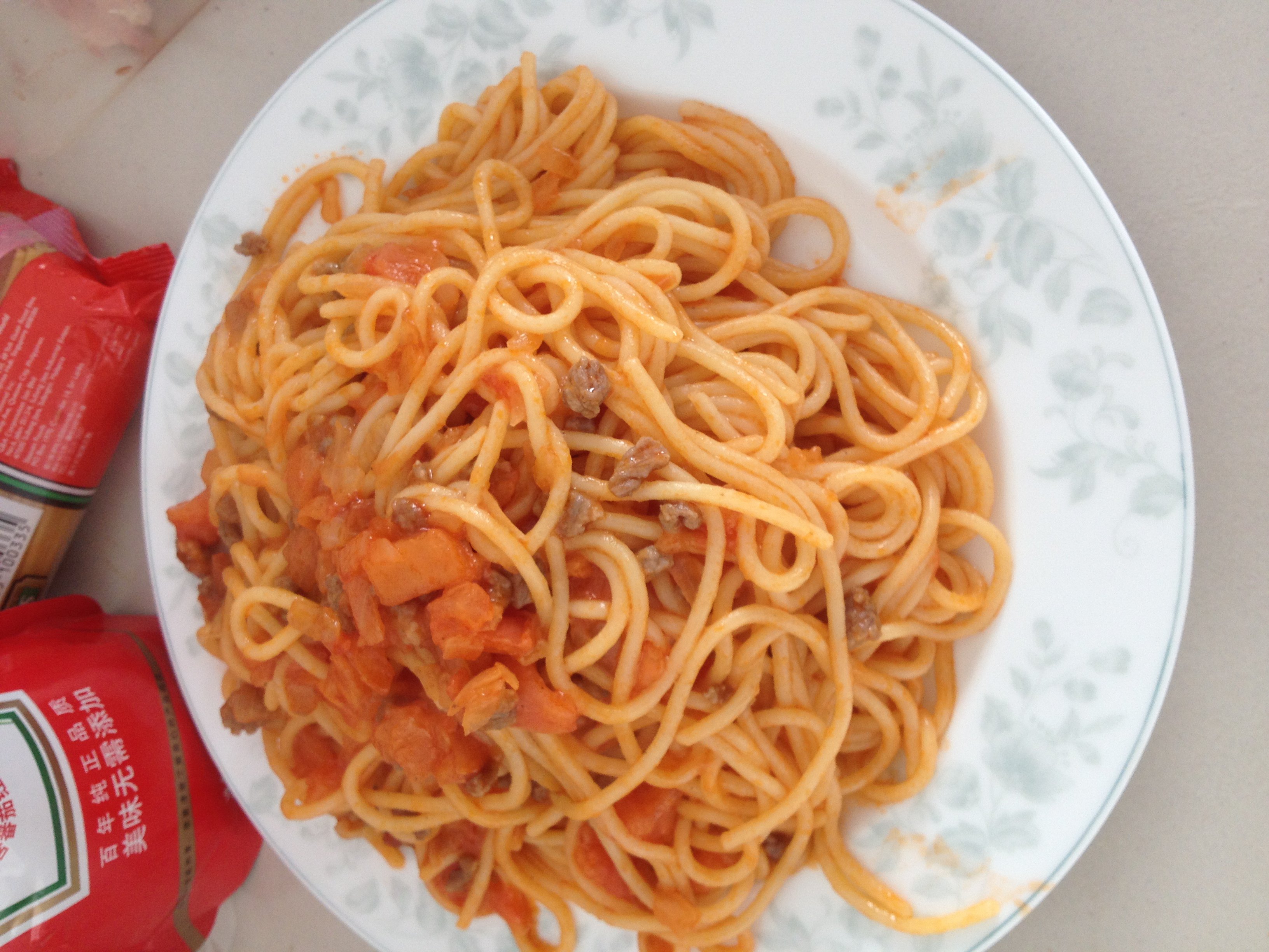 番茄肉酱意大利面（简易版本）