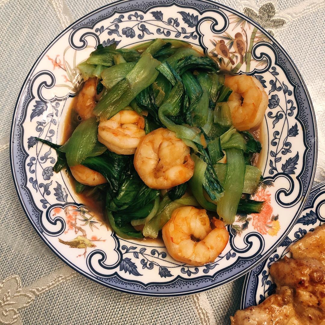 虾仁炒油菜