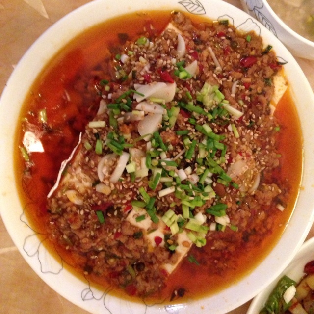 香辣肉末蒸豆腐
