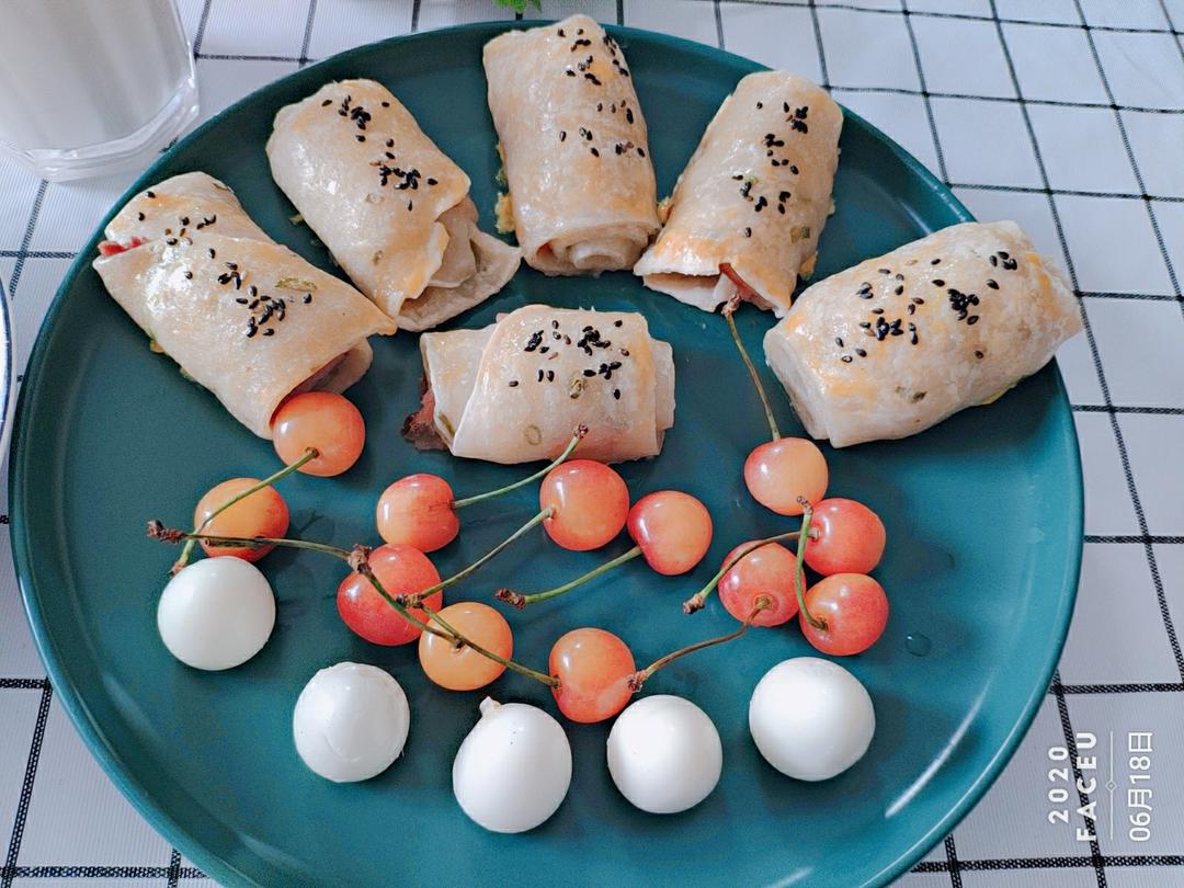 快手早餐培根卷（手抓饼版）