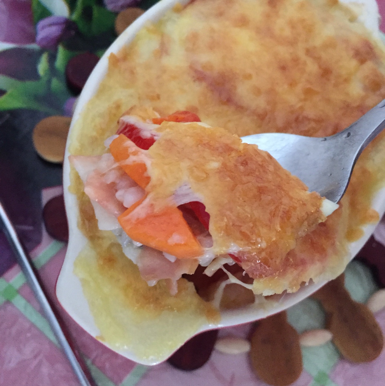 虾仁培根芝士焗饭