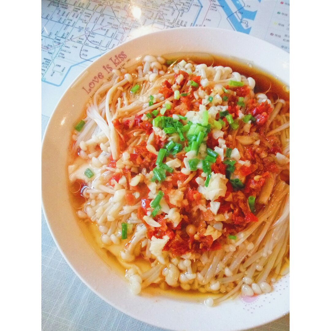 金针豉油蒸豆腐