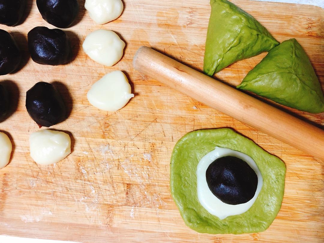 比原麦山丘还好吃的【抹茶麻薯古早味面包】肉松红豆沙