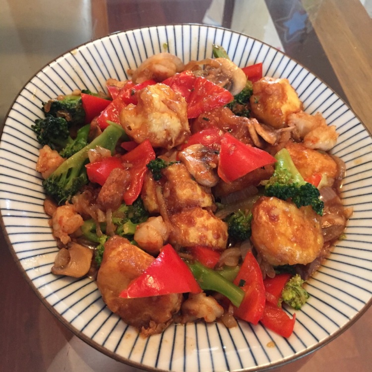 铁板海鲜日本豆腐 Seafood with Japanese Dofu