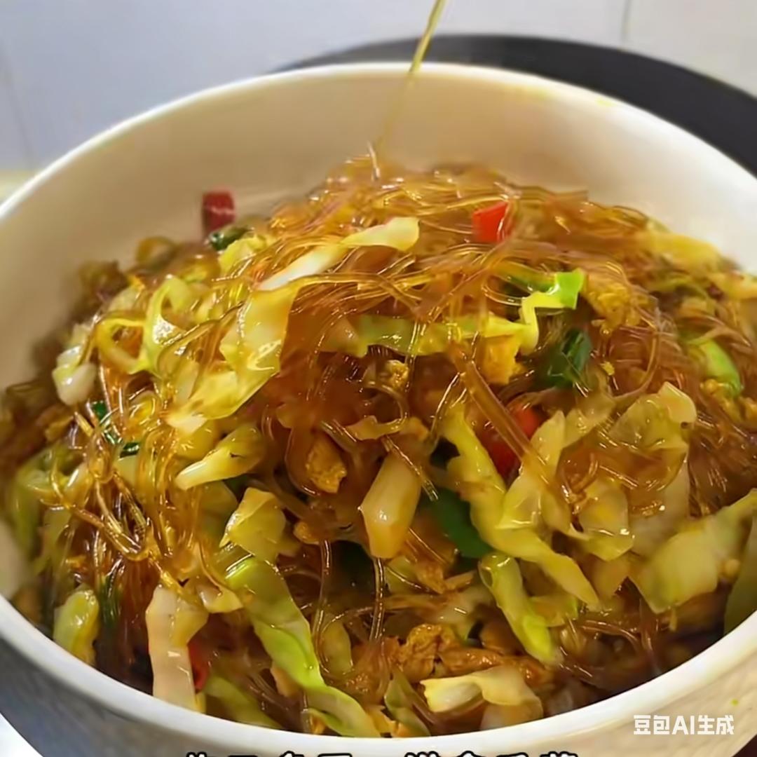 卷心菜炒粉丝鸡蛋