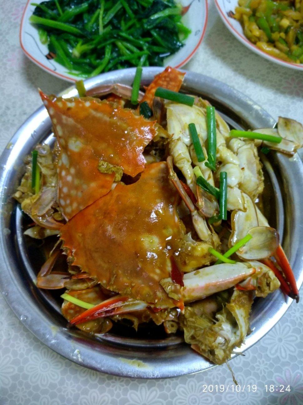姜葱炒花蟹