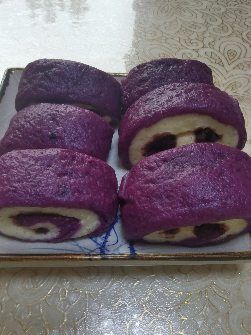 奶香紫薯豆沙馒头