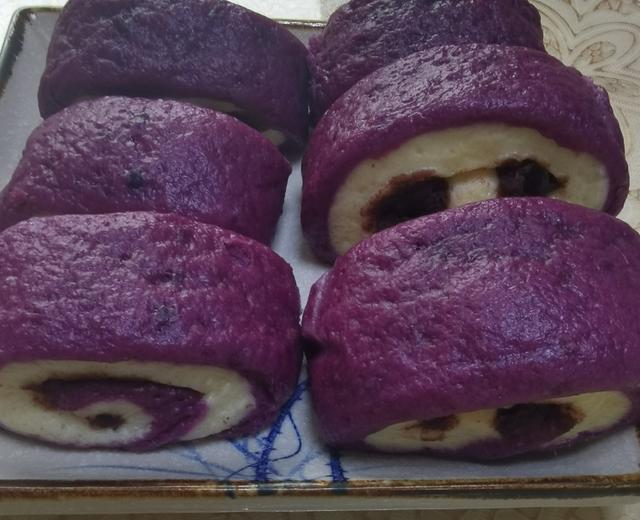 奶香紫薯豆沙馒头的做法