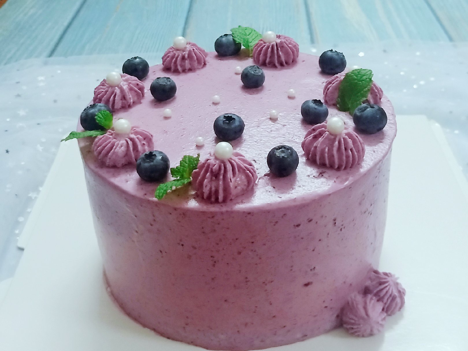 蓝莓奶油蛋糕（自制蓝莓酱+芒果夹心）