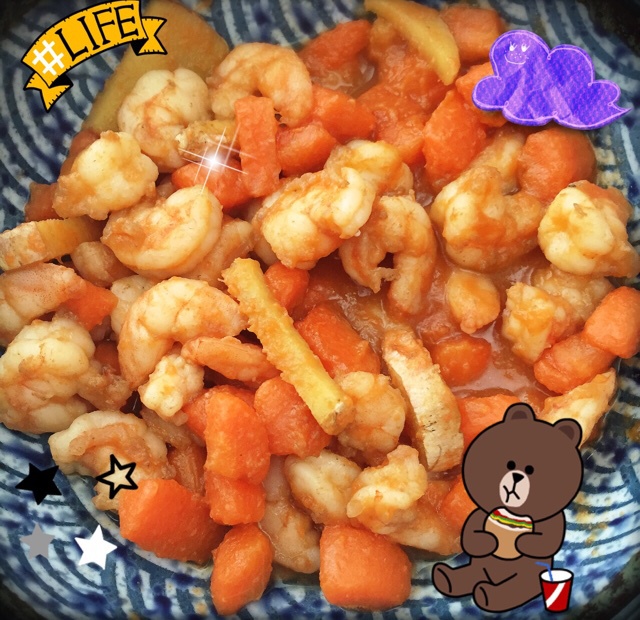 胡萝卜炒虾仁