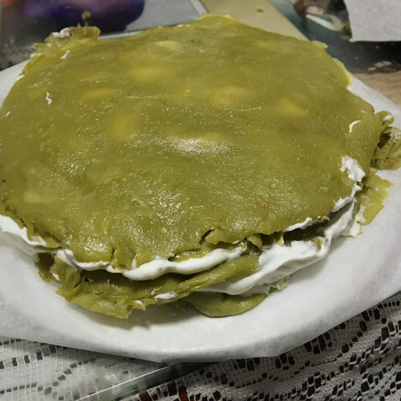 抹茶草莓千层蛋糕（可丽饼）mille crepe cake
