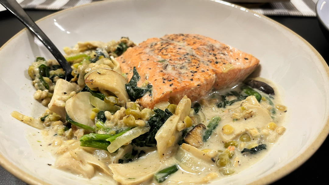 Brunch&一人食｜低卡版奶油菠菜三文鱼｜Creamy Salmon✨
